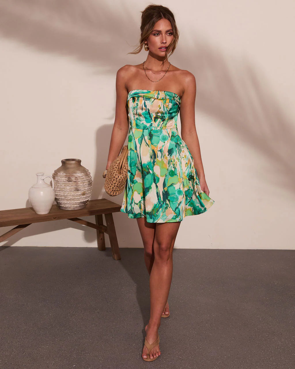 Tiki Breeze Abstract Print Mini Dress