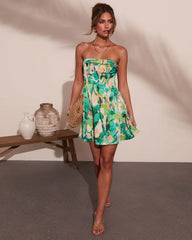 Tiki Breeze Abstract Print Mini Dress