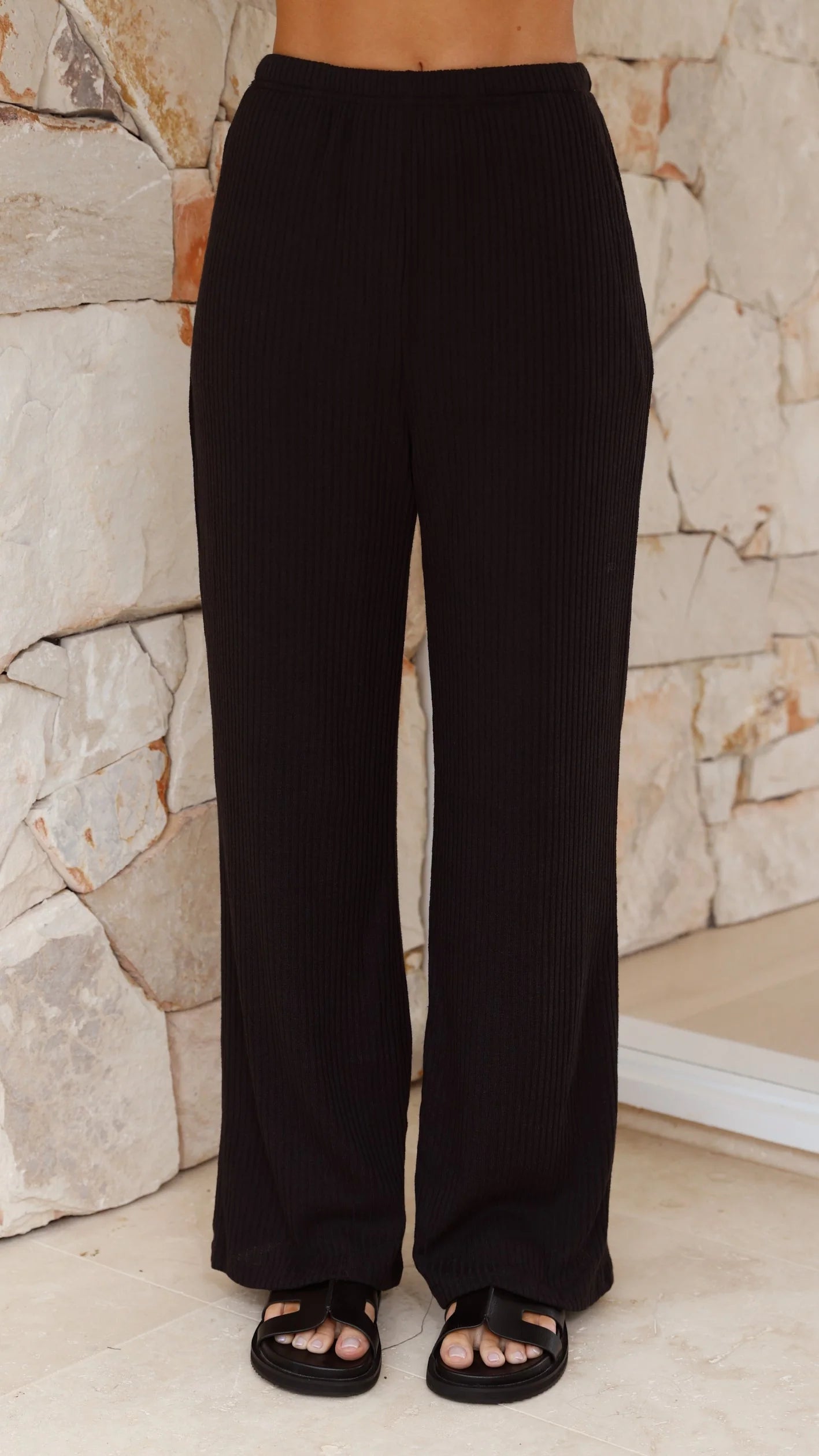 Madian Button Up Shirt and Pants Set Black