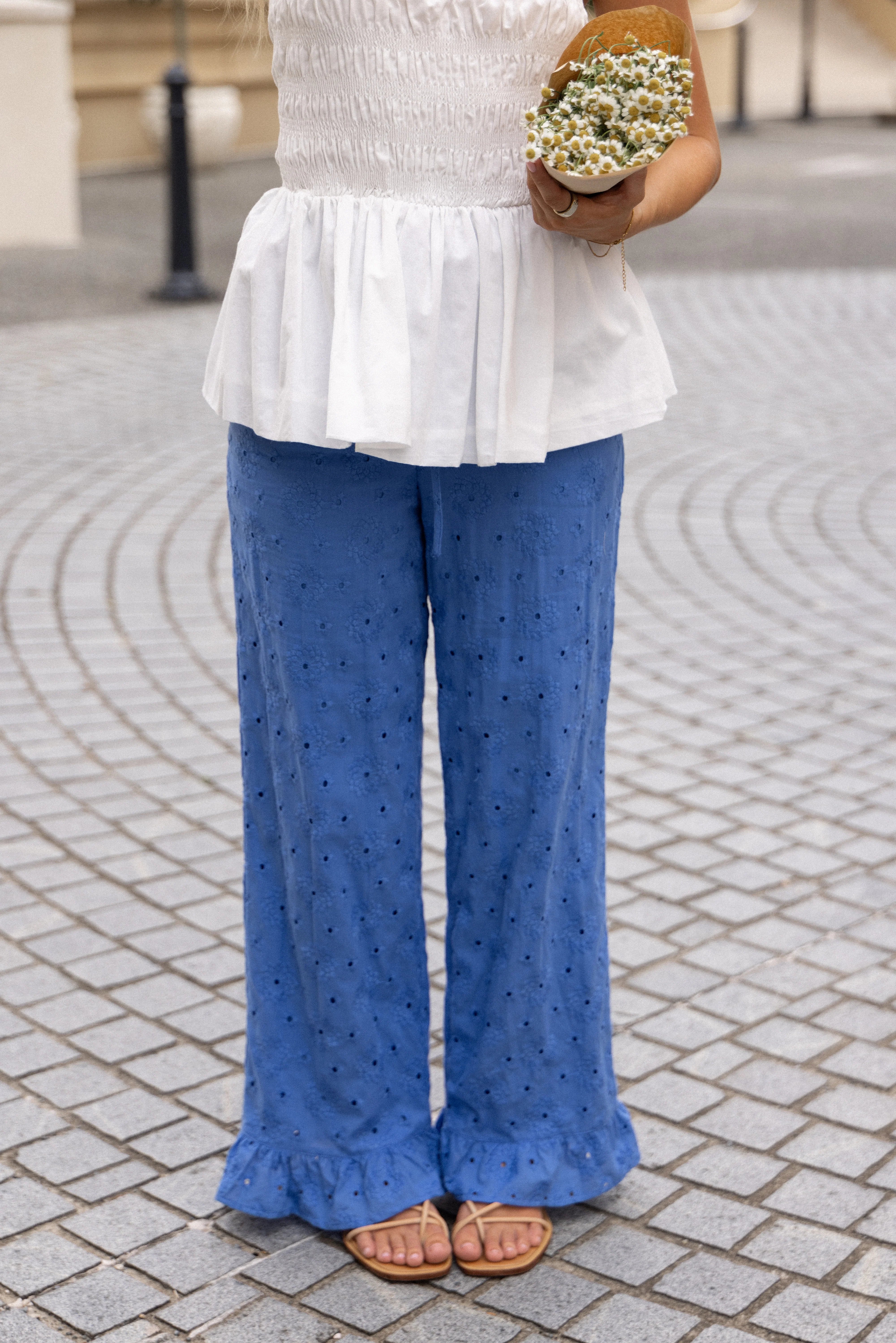 Katya Embroidered Pants Cobalt