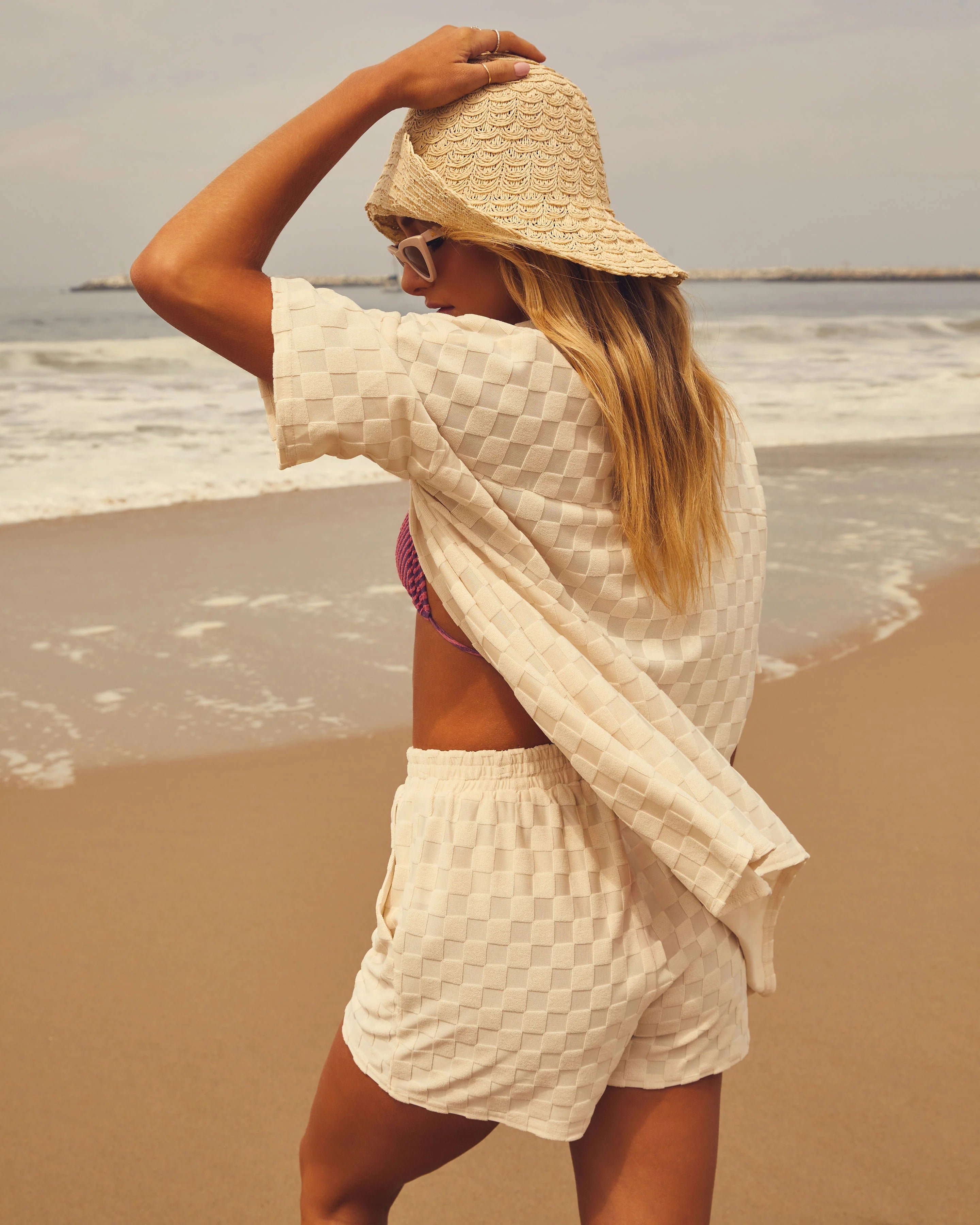 Lainey Checkered Elastic Waist Pocketed Shorts