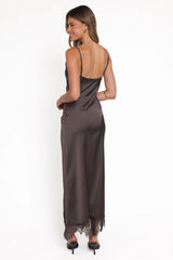 Jeneva Lace Midi Dress Brown