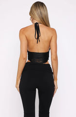 Roller Queen Fringe Halter Top Black