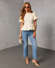 Aloura Puff Sleeve Peplum Top