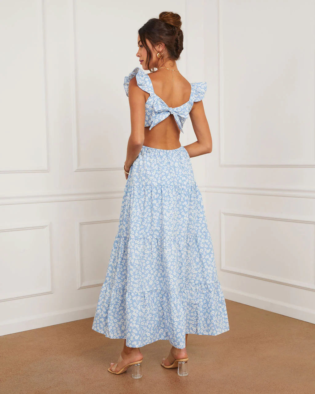 Cordelia Tiered Cut Out Back Floral Maxi Dress