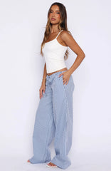 The Sweetest Love Drawstring Pants Blue Navy Stripe