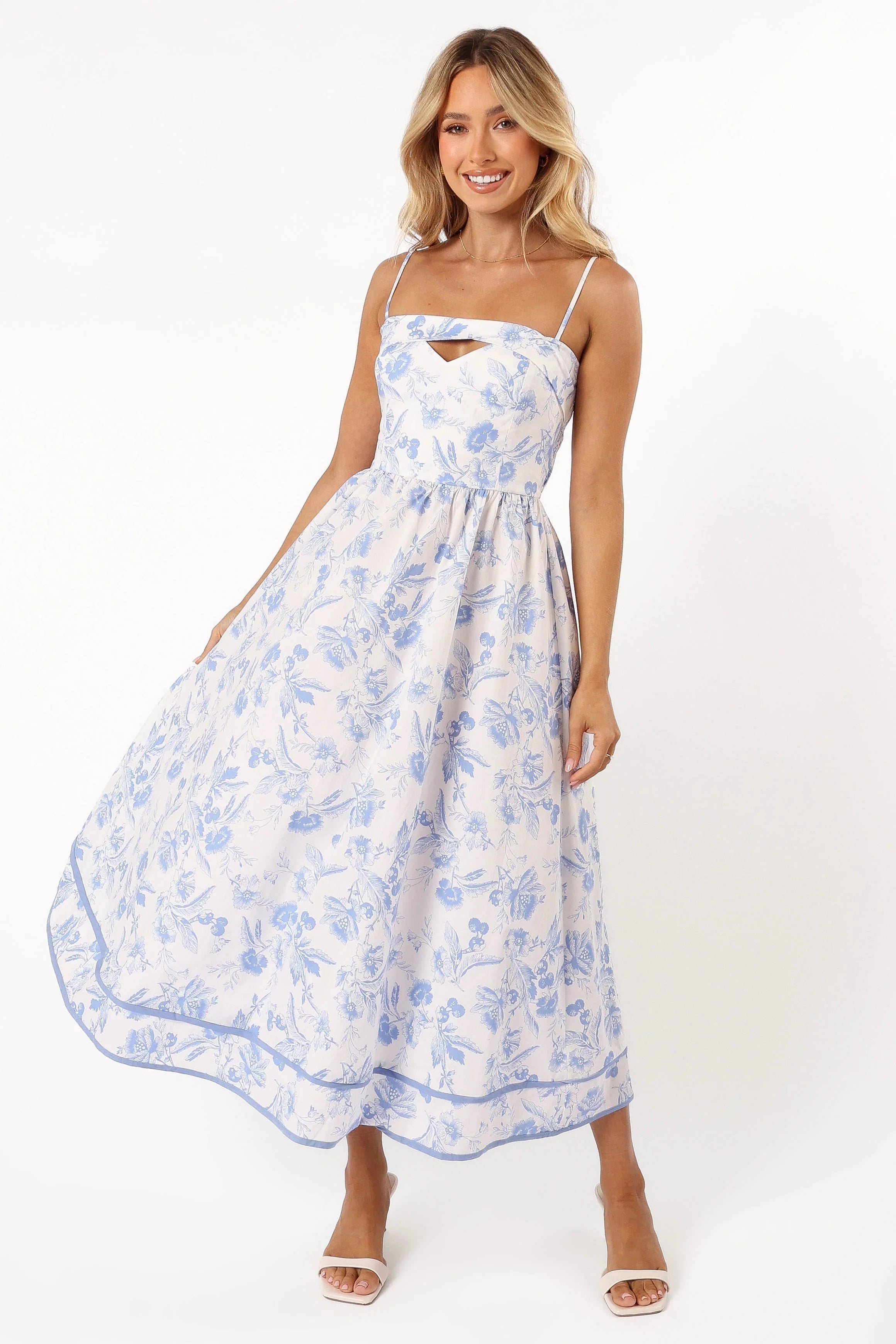 Flora Midi Dress Blue Floral