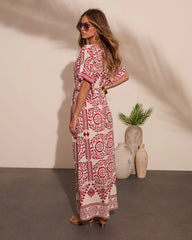Carlea Abstract Print Waist Tie Jumpsuit