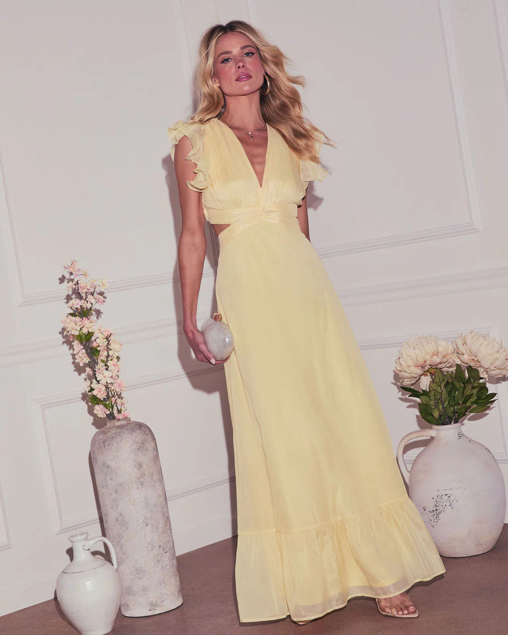 Sunsational Cut Out Chiffon Maxi Dress