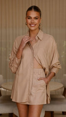 Charla Button Up Top Mocha