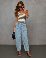 Perfect Moment Striped Ribbed Bodysuit