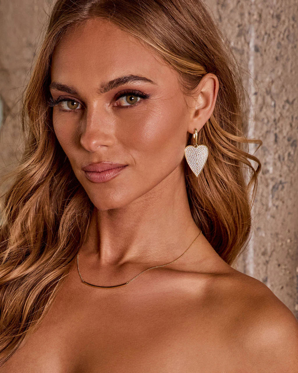 Shimmer Lane Embellished Heart Earrings