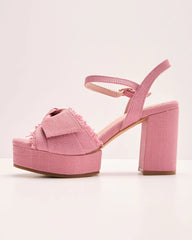 Ariane Frayed Trim Platform Heels