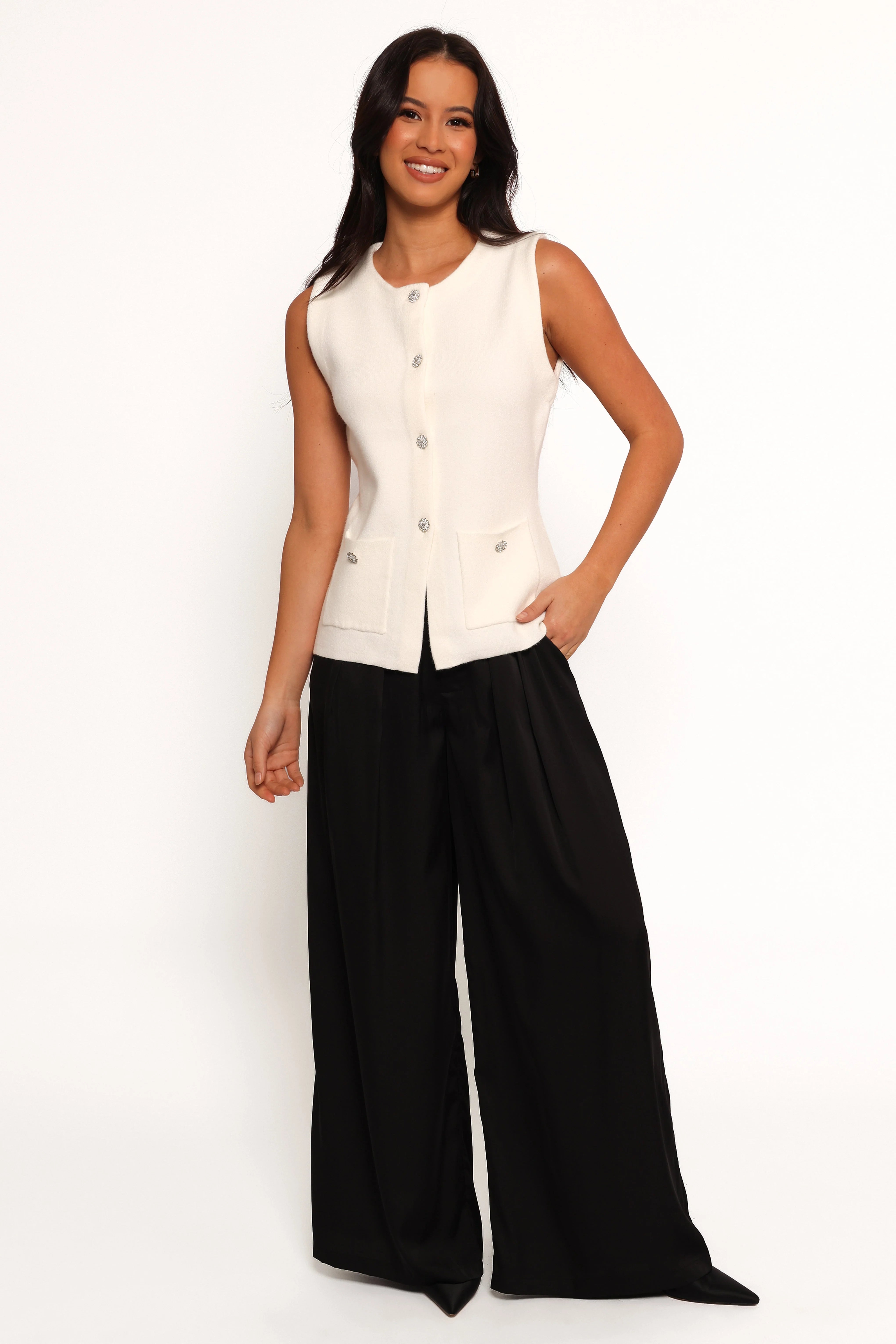 Andrea Knit Vest Top Cream