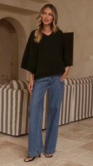 Paisley V Neck Knit Black