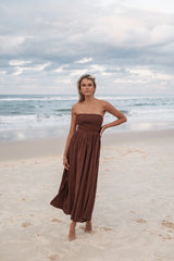 Kayt Strapless Dress Chocolate Brown