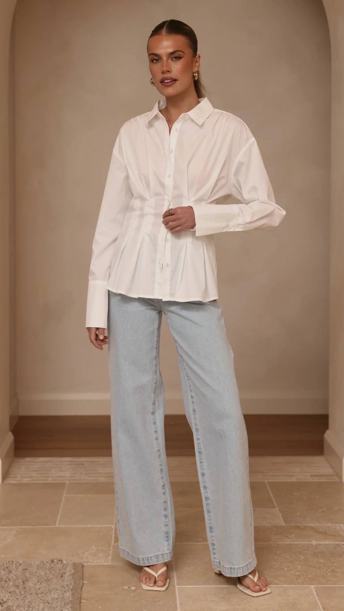 Riley Long Sleeve Top White