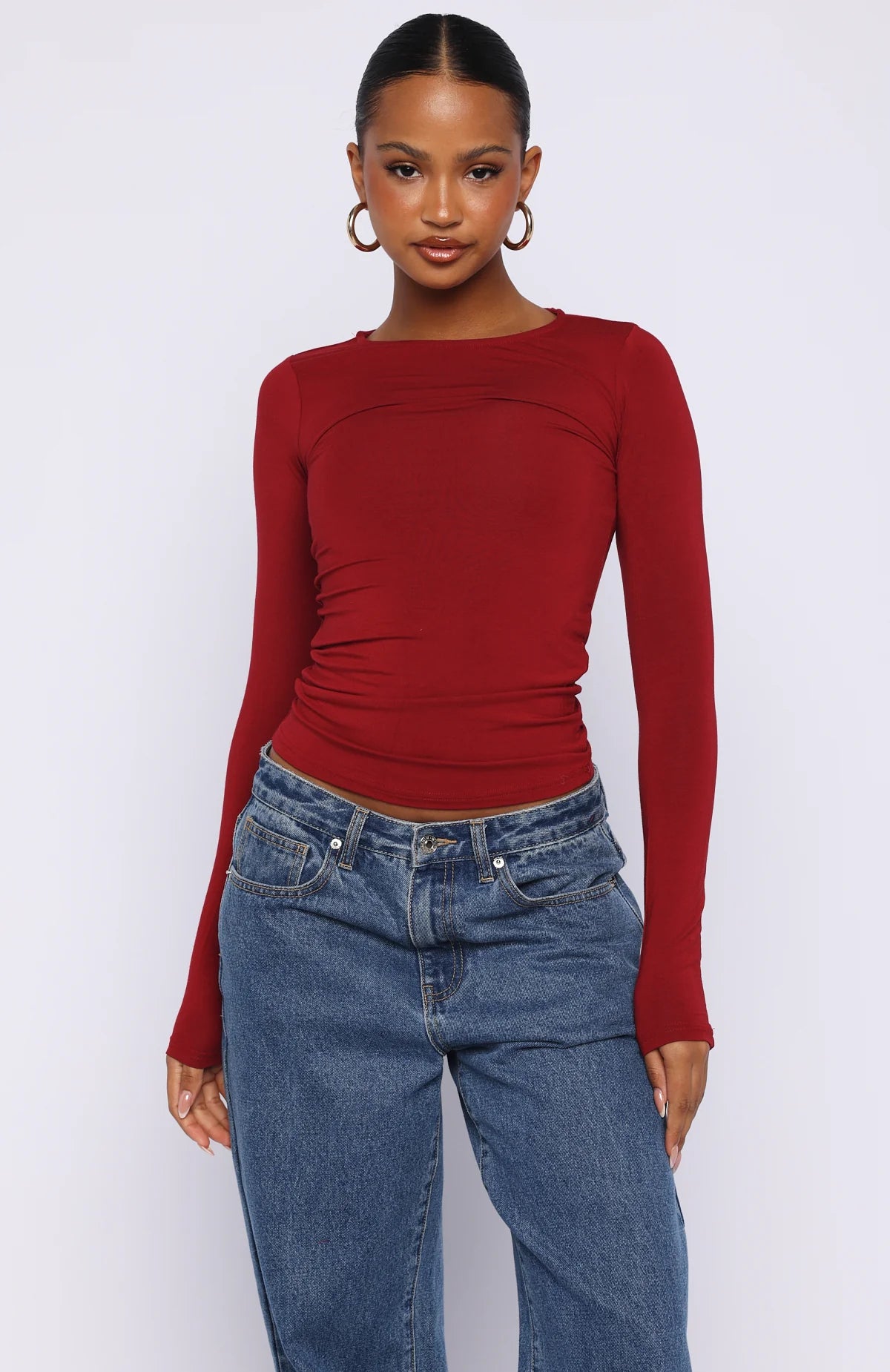 Only For Tonight Long Sleeve Top Wine