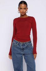 Only For Tonight Long Sleeve Top Wine