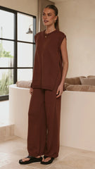 Florentine Knit Vest and Pants Set Chocolate