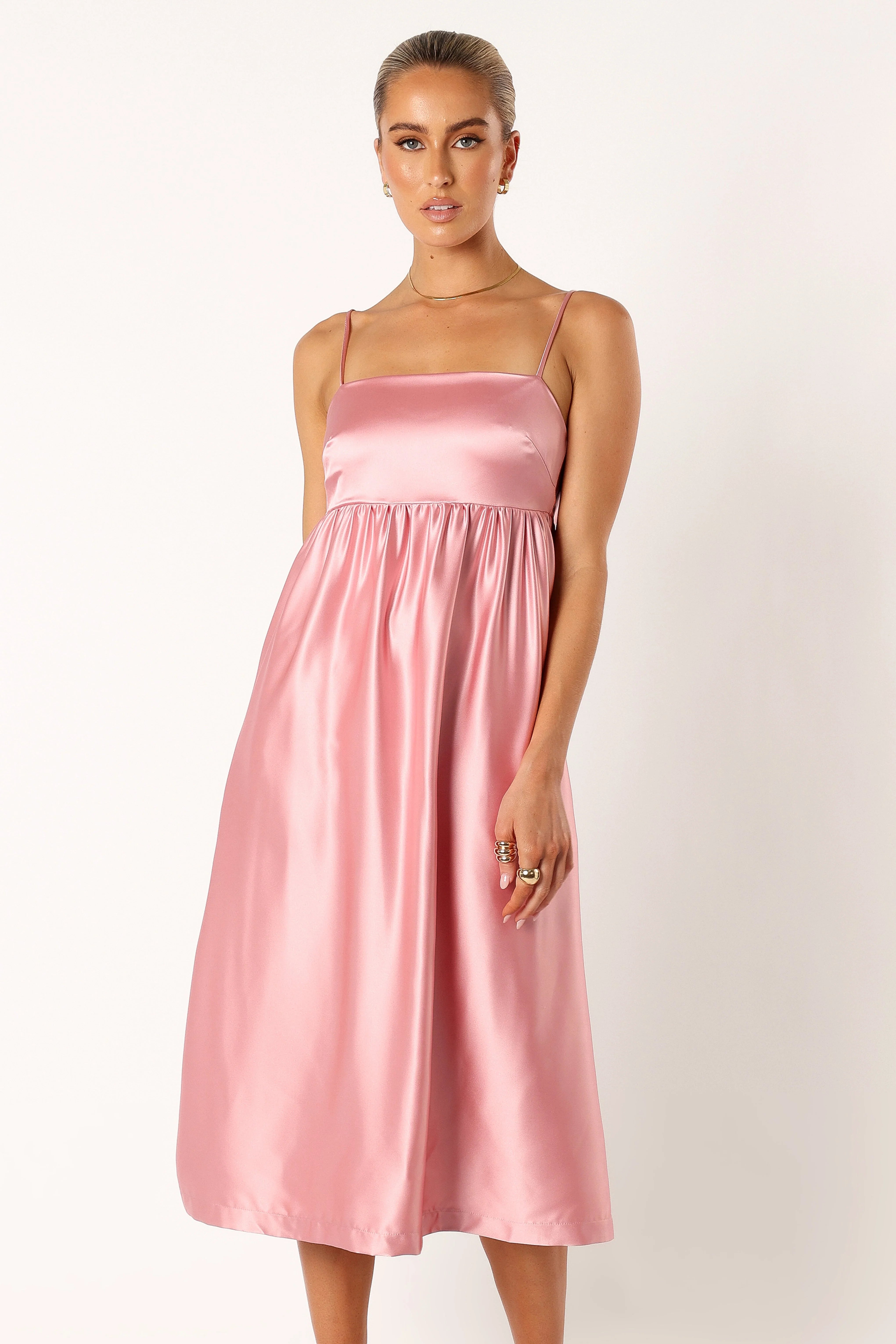 Teagan Bow Back Midi Dress Soft Pink