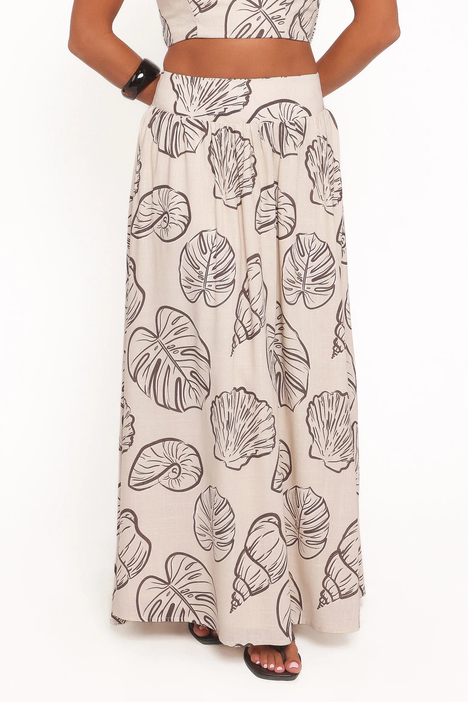 Kristy Maxi Skirt Set Cream Shells