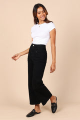 Georgette High Waisted Straight Leg Pants Black