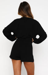 Come A Long Way Soft Lounge Ribbed Shorts Black