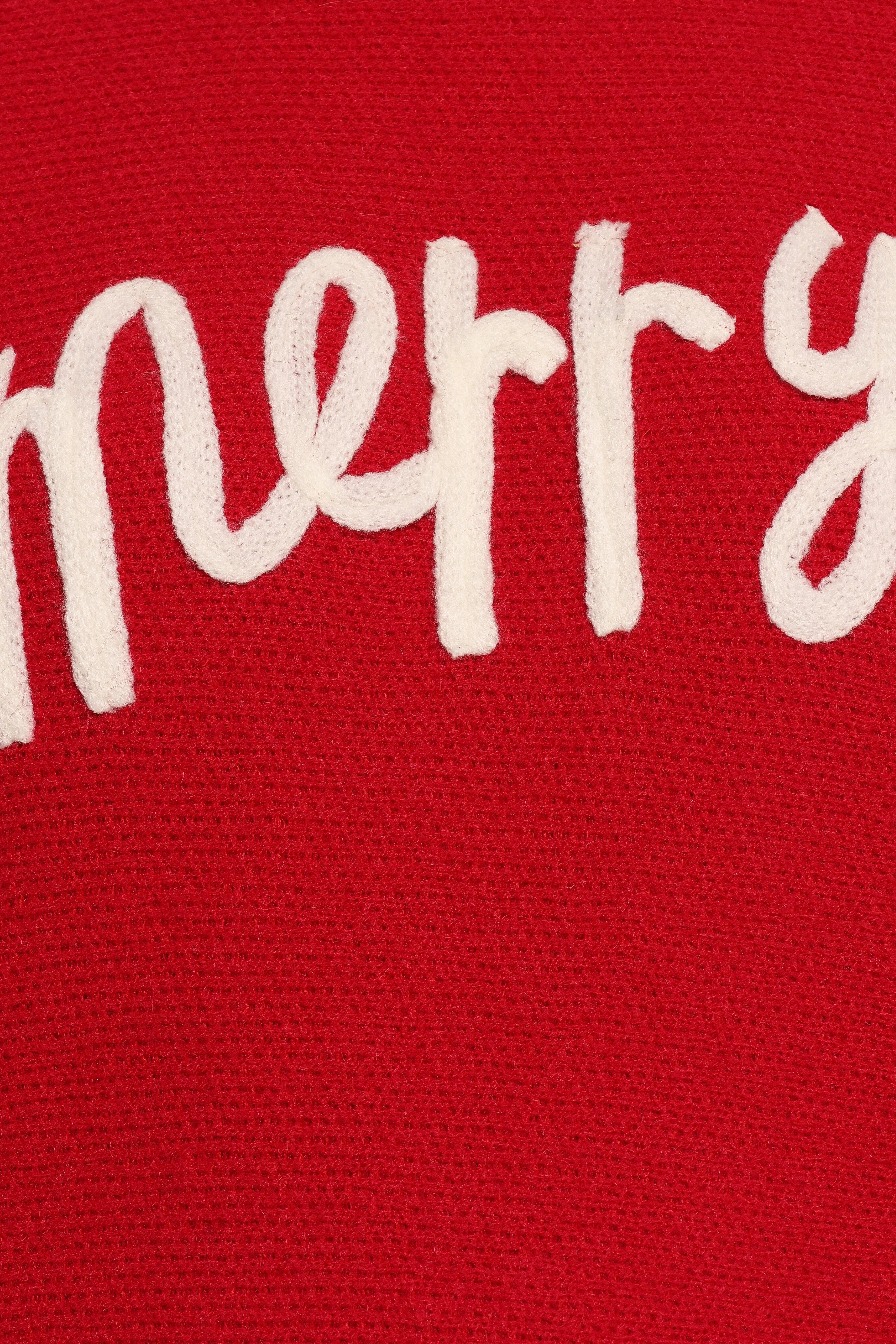 Merry Turtleneck Knit Sweater Red White