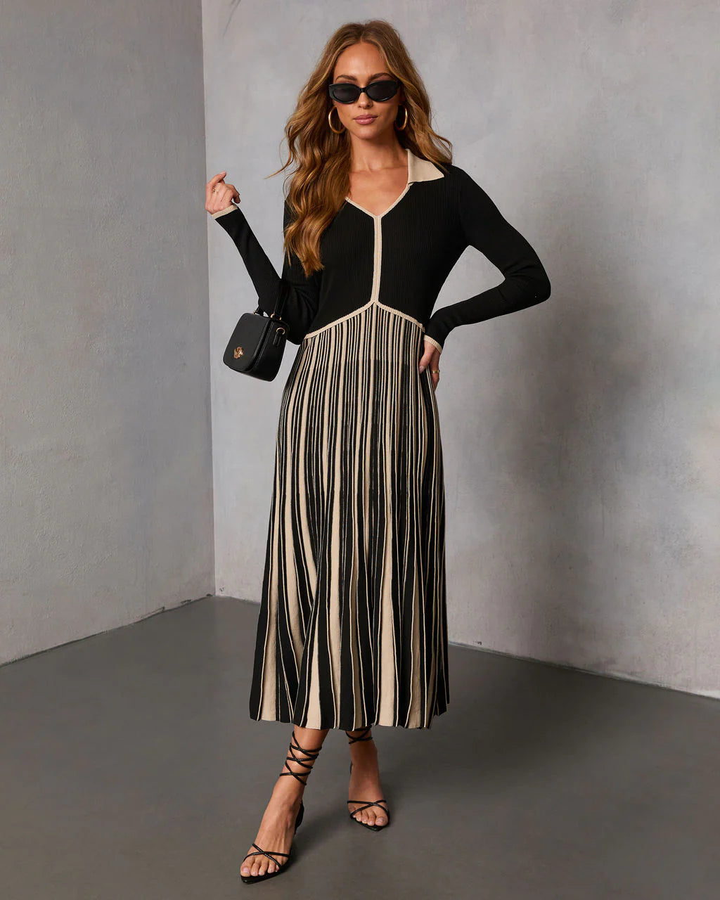 Sunday Nine Striped Twofer Midi Dress
