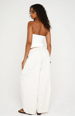 Out There Somewhere Pants White Beige Pinstripe
