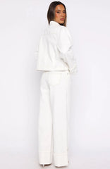 Charlotte Mid Rise Wide Leg Jeans Off White