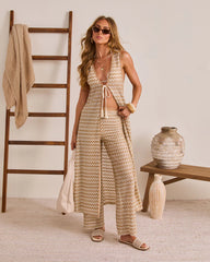 Drifted Moment Chevron Print Cover Up Tassel Tie Duster