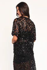 Yonder Sheer Lace Tee Top Black