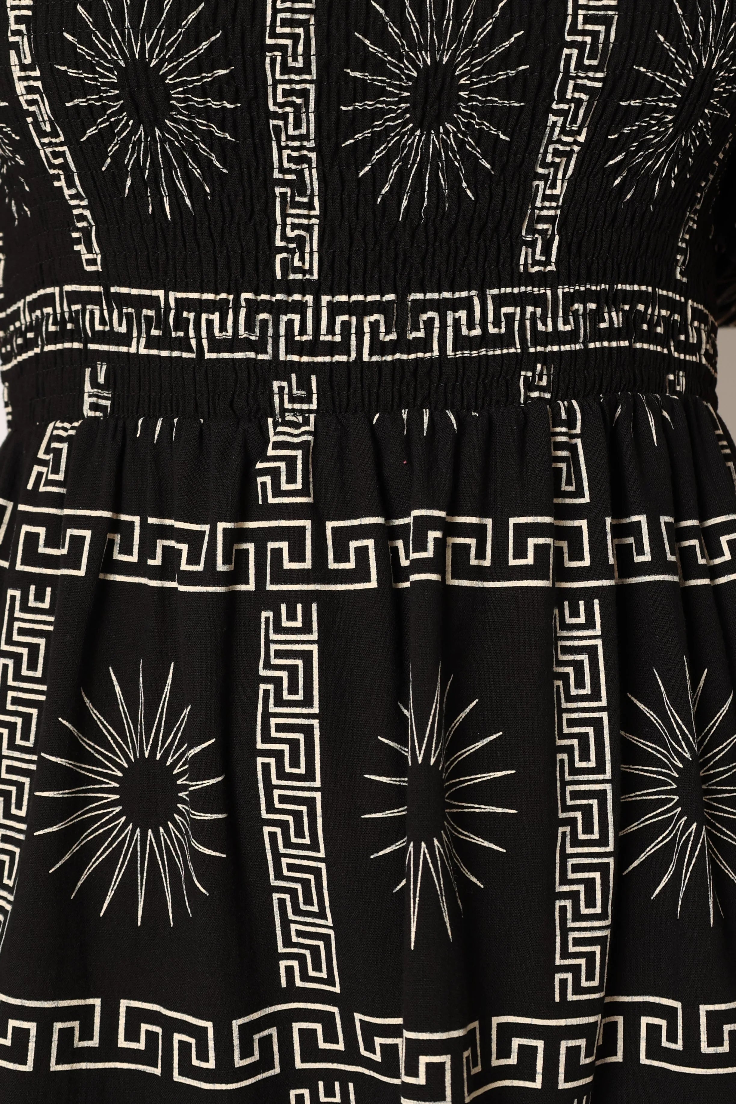 Soliel Puff Sleeve Midi Dress Black Tan