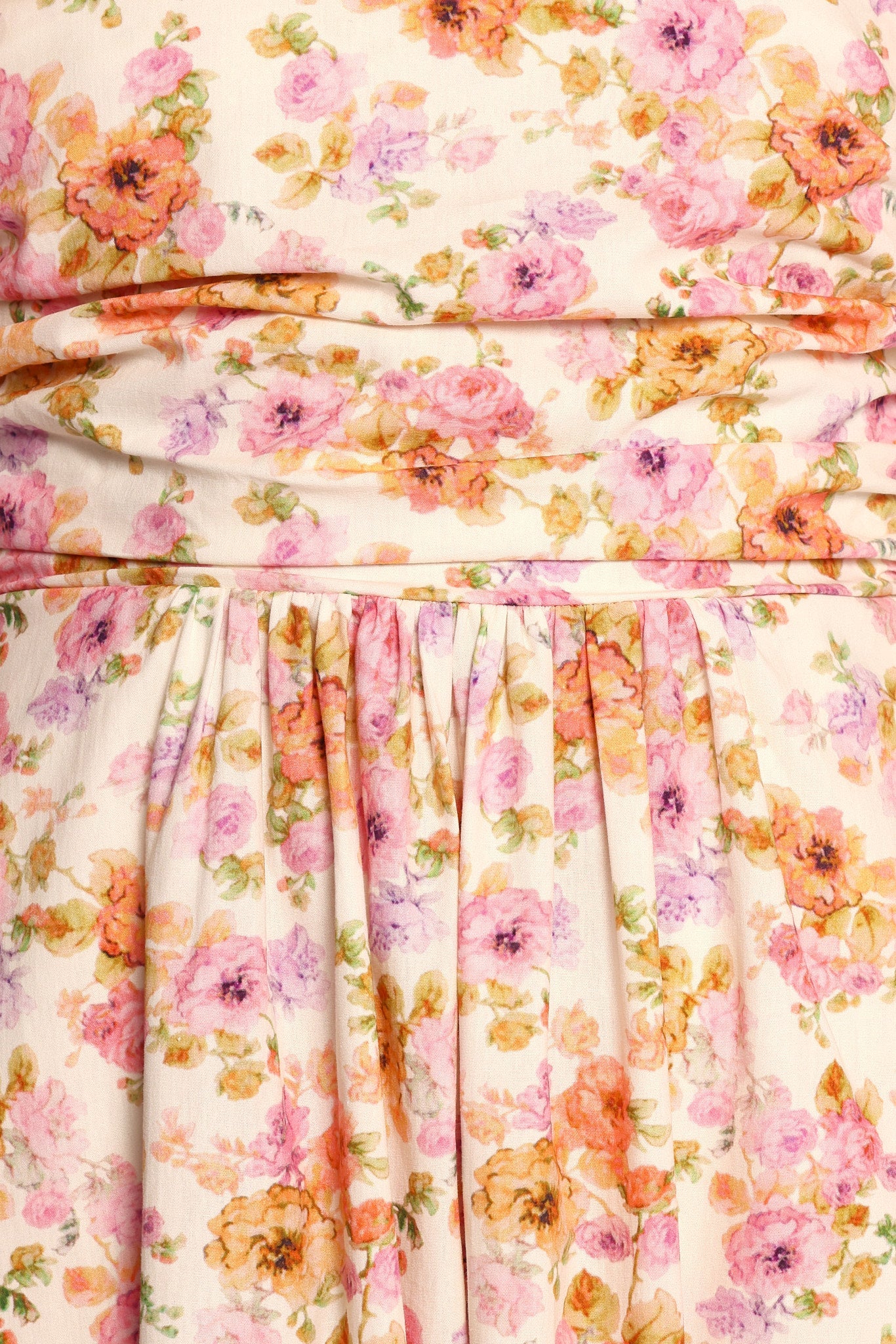 Clo Puff Sleeve Midi Dress Peach Floral