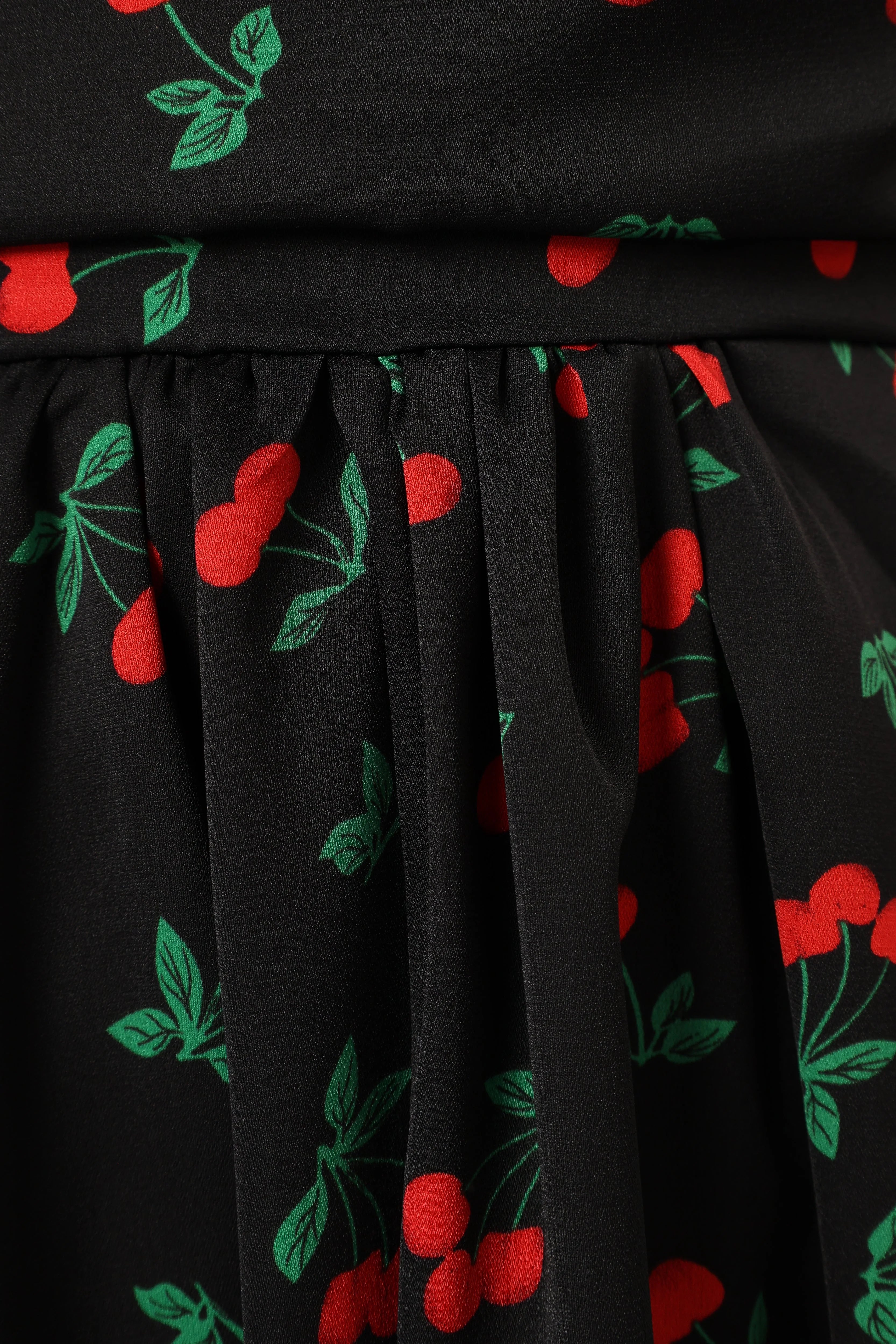Chlo Puff Sleeve Midi Dress Cherry Print