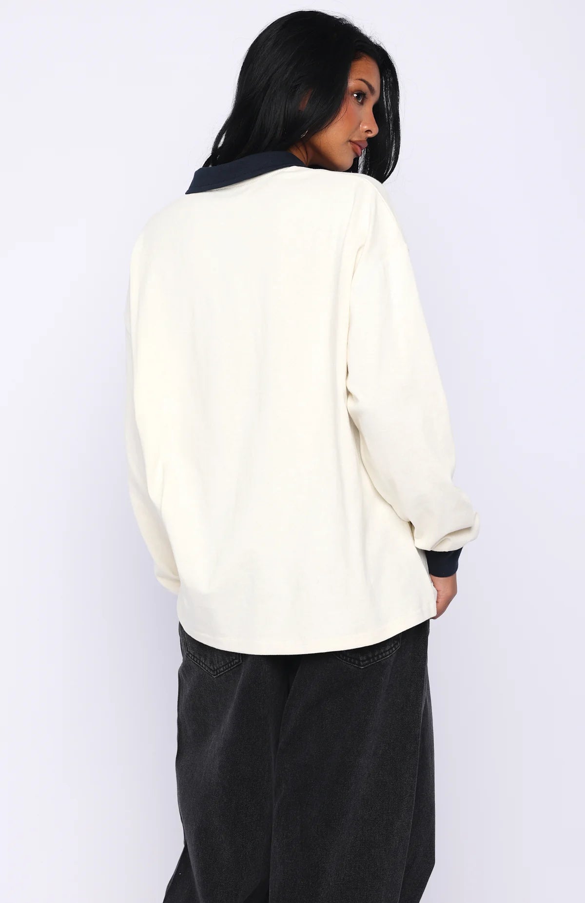 Meeting Friends Long Sleeve Rugby Shirt Cream