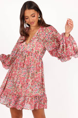 Reese Long Sleeve Mini Dress Pink Floral