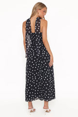 Boston Strapless Maxi Dress Black Polka Dot