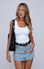 Dont Leave Me Denim Skort Light Blue Wash