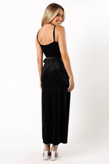 Renarde Wrap Velvet Midi Dress Black