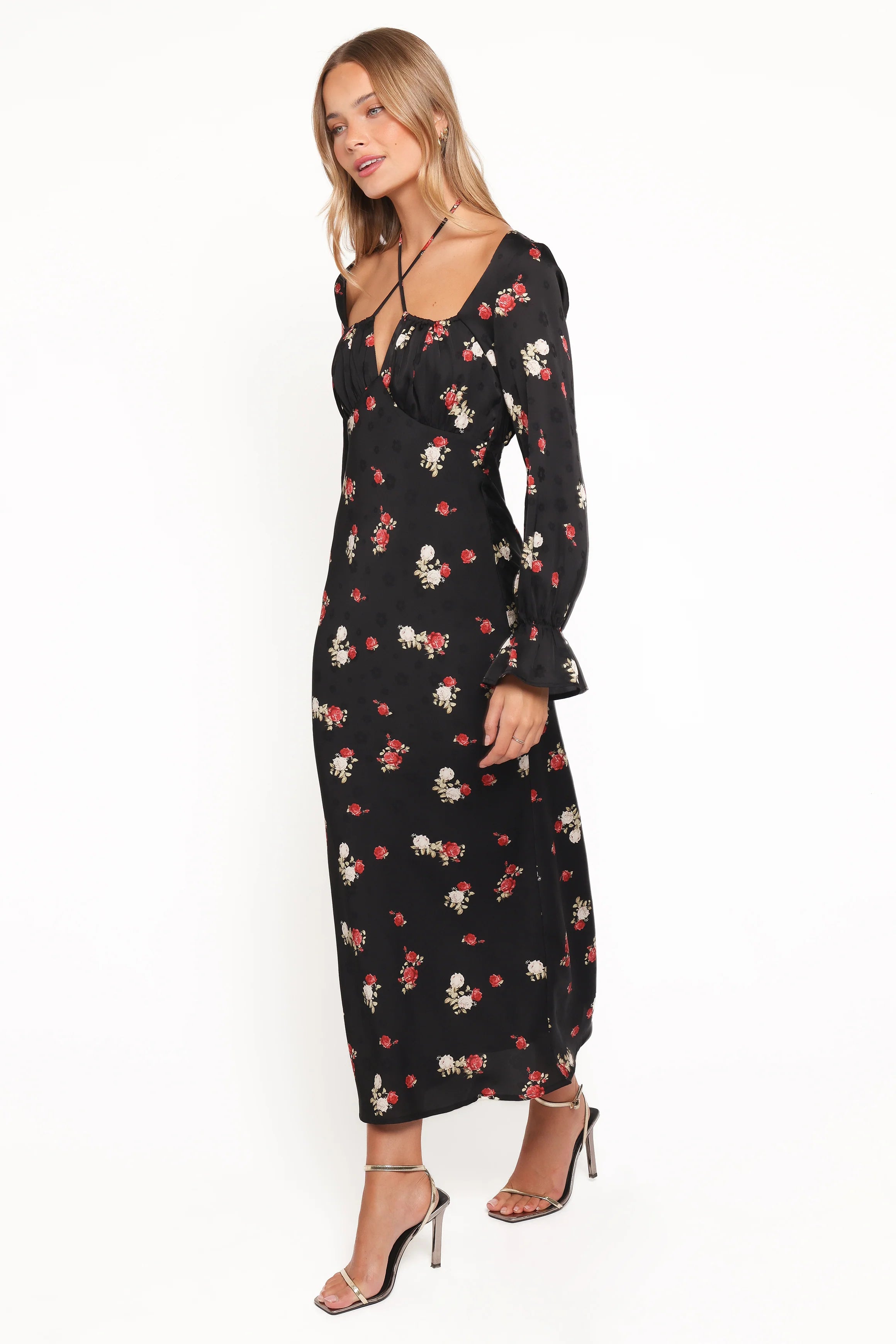 Pauline Long Sleeve Maxi Dress Black Floral