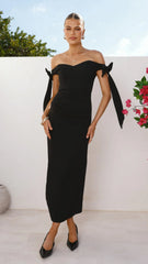 Zylah Off Shoulder Midi Dress Black