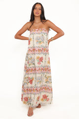 Amora Strapless Maxi Dress Rose Tile