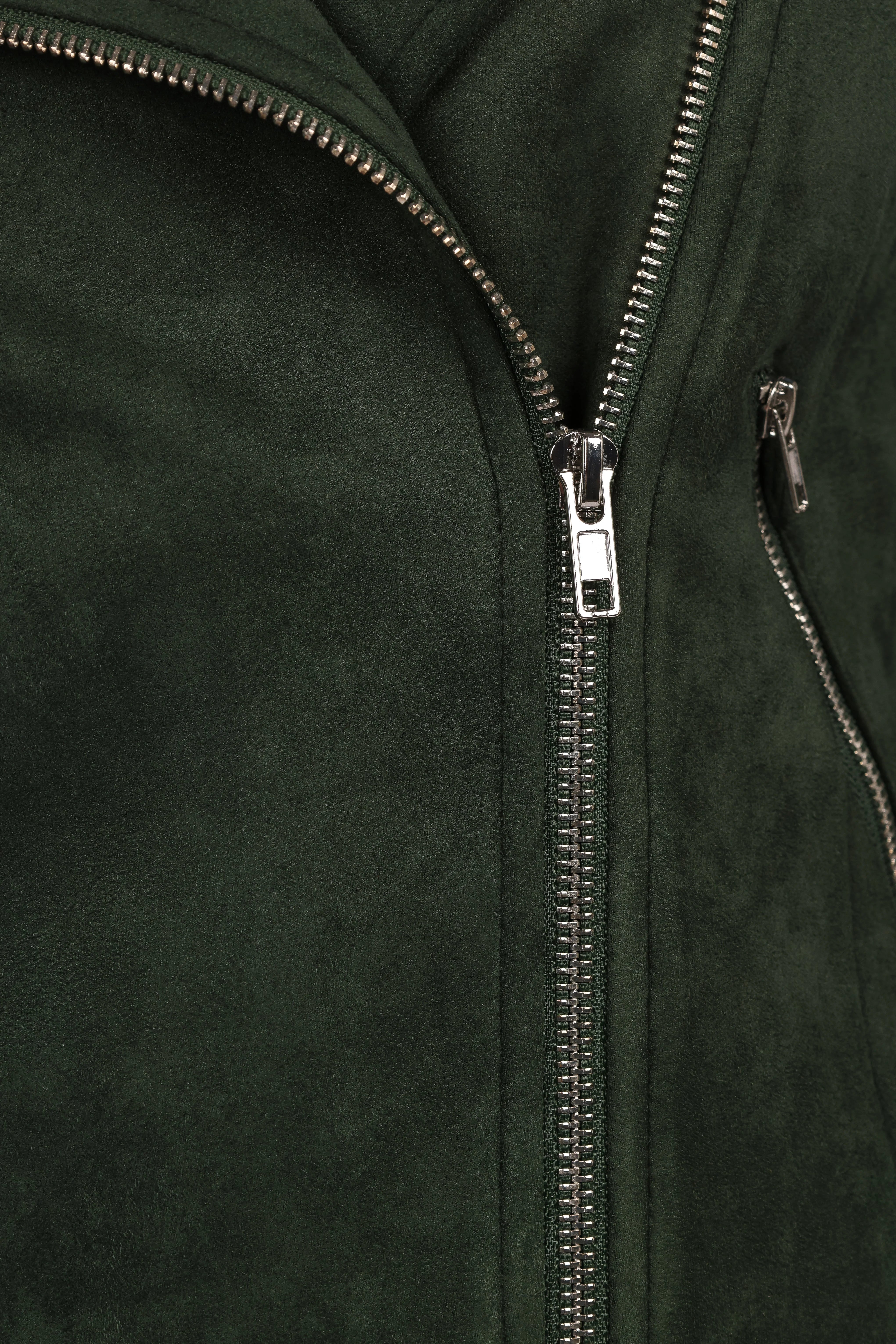 Spencer Faux Suede Moto Jacket Olive