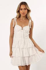 Celeste Ruffle Mini Dress White