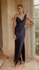 Iris Asymmetrical Maxi Dress Navy
