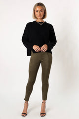 Morgan Suede Look Legging Olive