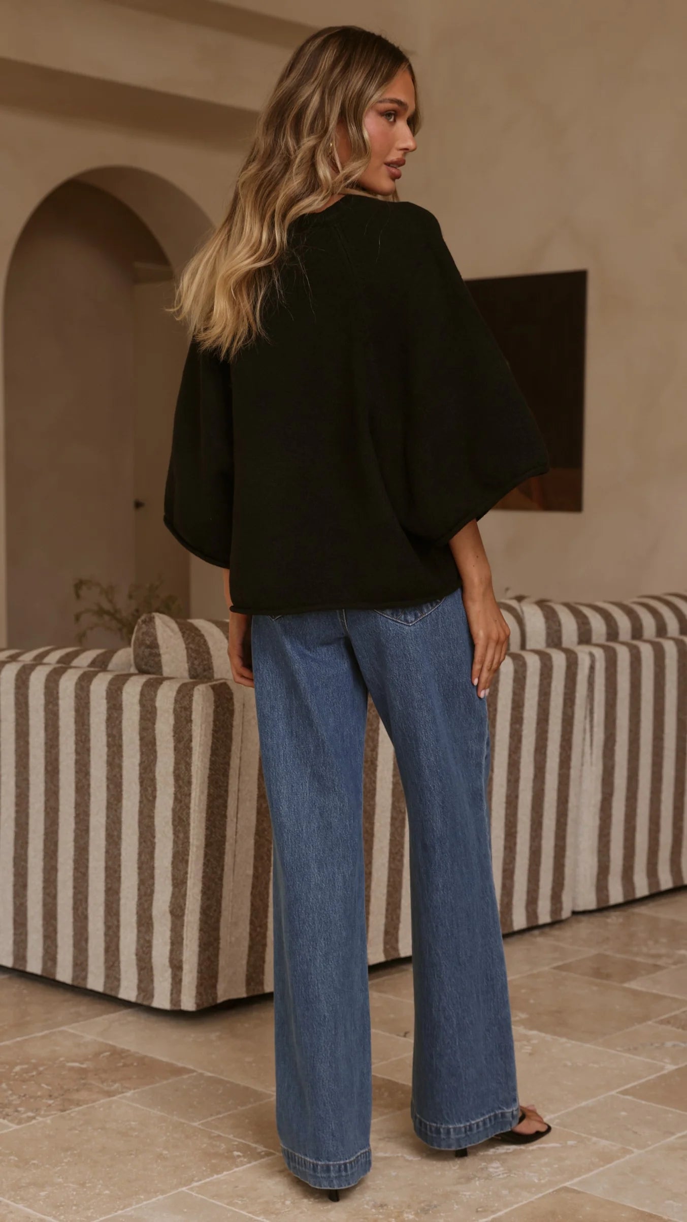 Paisley V Neck Knit Black